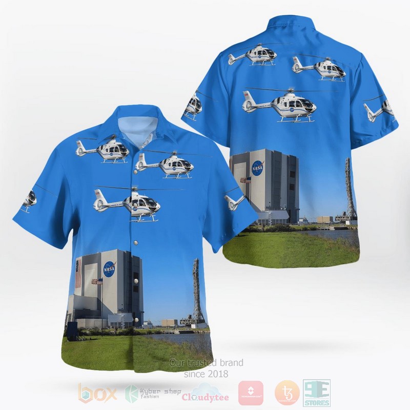 BEST Florida, NASA Kennedy Space Center Airbus H135 Helicopters 3D Aloha Shirt word2