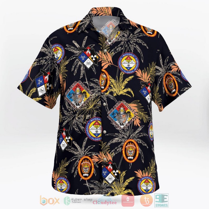 NEW Florida Volusia County Hazardous Materials HazMat Team palm tree black Hawaii Shirt word1