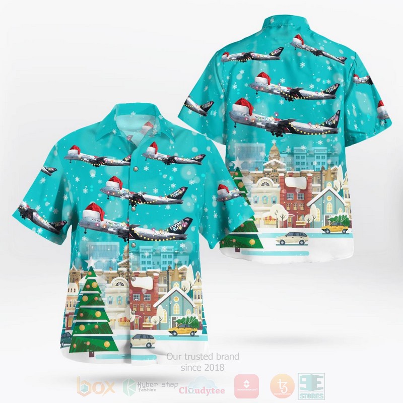 BEST Flying Tiger Line Boeing 747-132SF Christmas 3D Aloha Shirt 2 Flying Tiger Line Boeing 747 132SF Christmas Hawaiian Shirt