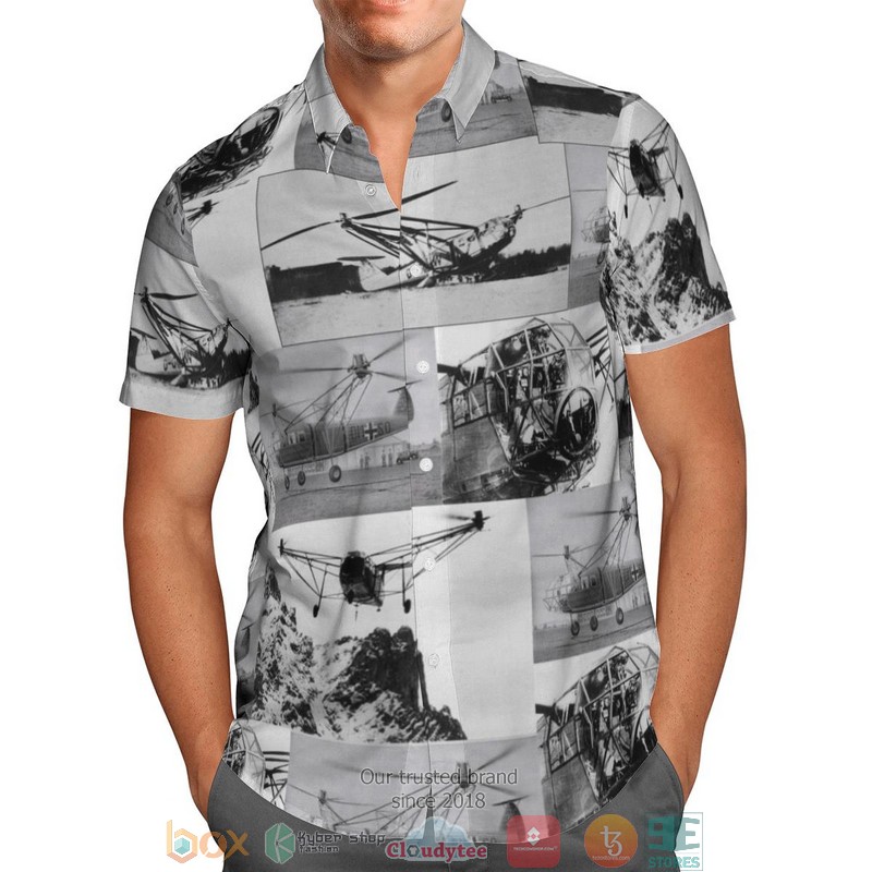 Focke Achgelis Fa 223 German World War 2 Grey Hawaiian Shirt