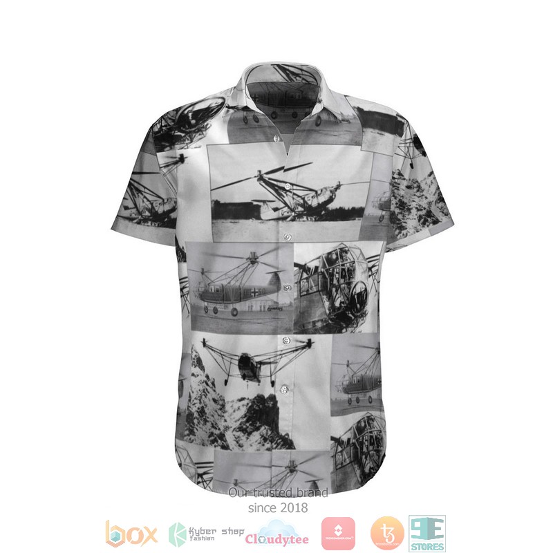 Focke-Achgelis Fa 223 German World War 2 Grey Hawaiian Shirt 3 Focke Achgelis Fa 223 German World War 2 Grey Hawaiian Shirt 1 2