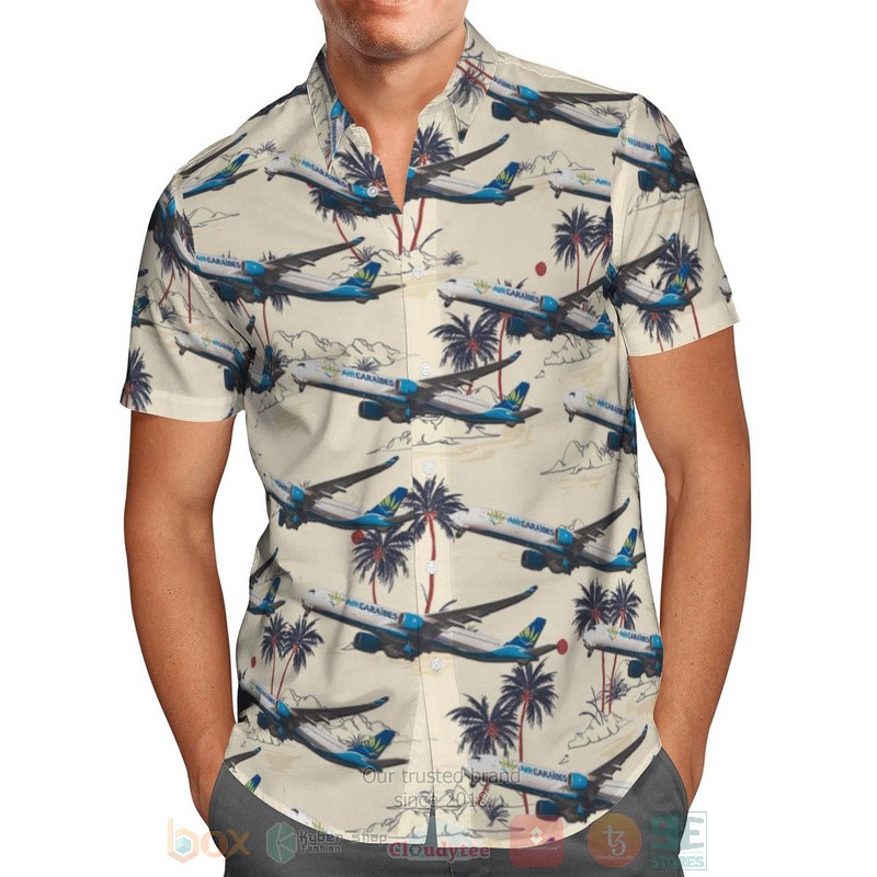 BEST French Air Caraibes Airbus A350-1041 3D Aloha Shirt 2 French Air Caraibes Airbus A350 1041 Hawaiian Shirt 1
