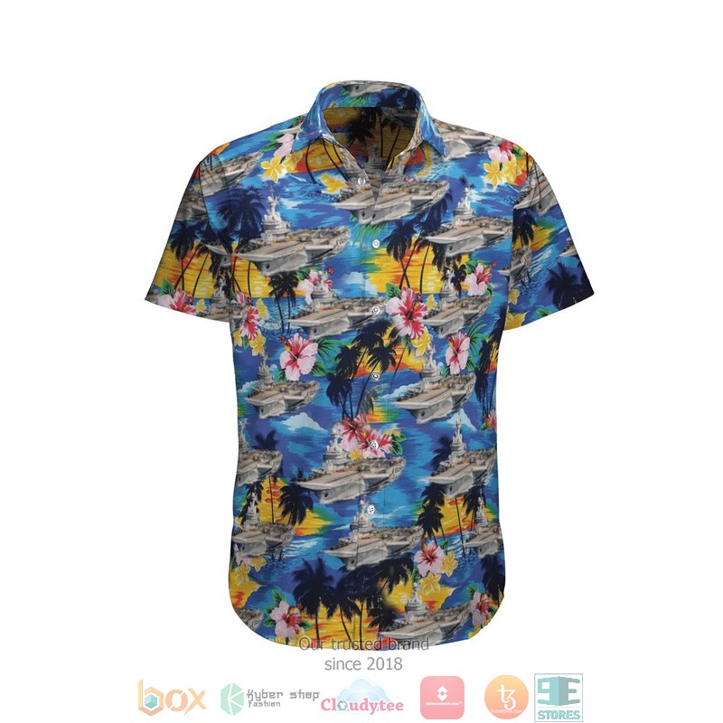 French aircraft carrier Charles de Gaulle French Navy Hawaiian Shirt