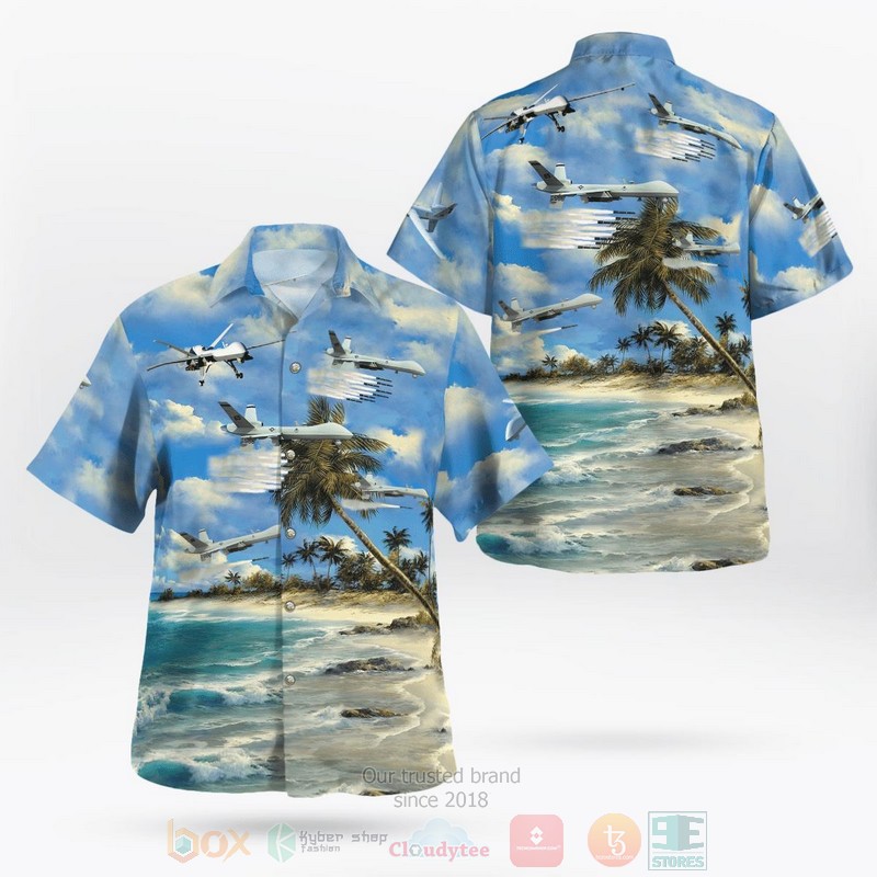 BEST General Atomics MQ-9 Reaper 3D Aloha Shirt word1