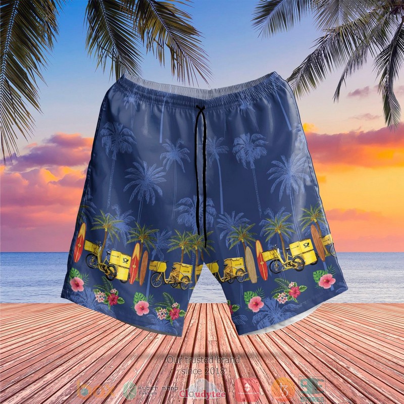 German Deutsche Post E-Trike Navy blue Hawaiian Shirt, Short 3 German Deutsche Post E Trike Navy blue Hawaiian Shirt Short 1 2