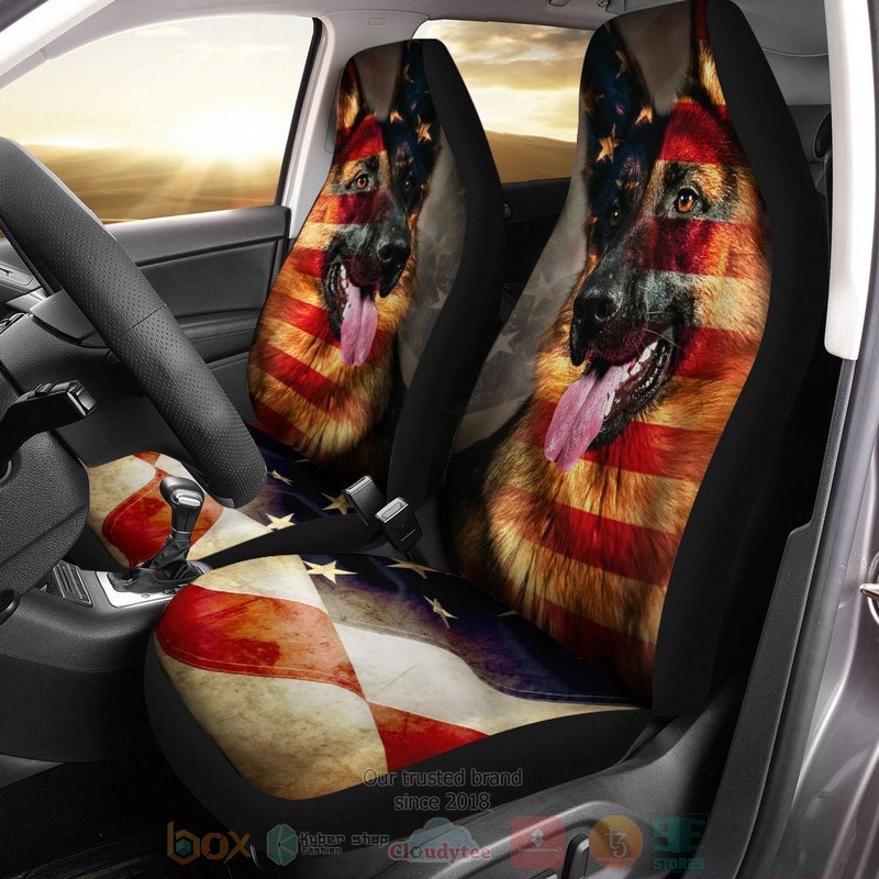 German Shepherd American Flag Cool Dog Car Seat Cover 1