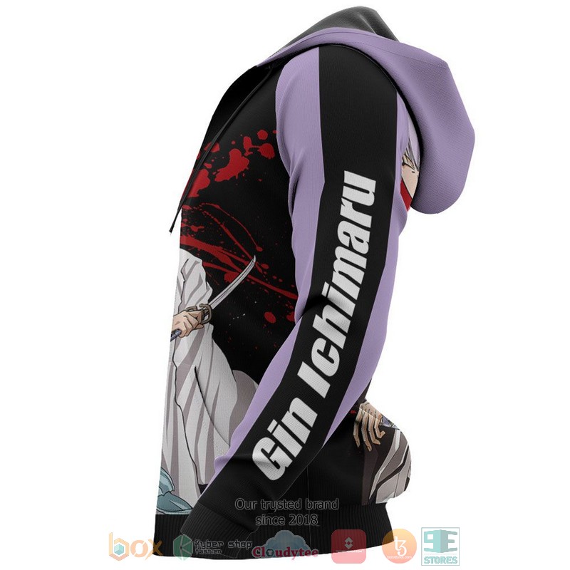 Gin Ichimaru Bleach Anime 3D Hoodie Bomber Jacket 1 2 3 4 5