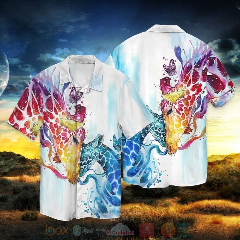 Giraffe Patern Short Sleeve Hawaiian Shirt