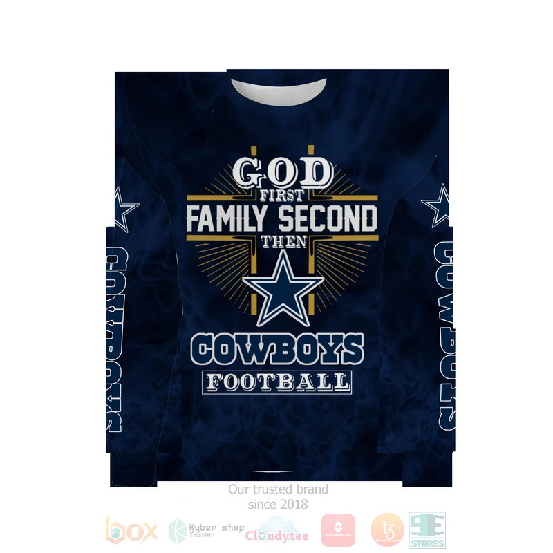 BEST God First Family Second Then Cowboys 3D T-Shirt, Hoodies 4 God First Family Second Then Cowboys 3D Hoodie Shirt 1 2 3