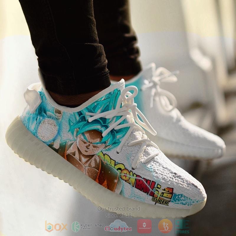 Goku SSJ Blue Dragon Ball Anime Yeezy Shoes 1