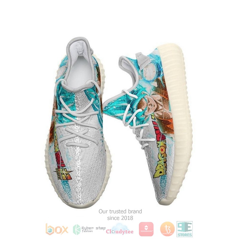 BEST Goku SSJ Blue Dragon Ball Yeezy Shoes Sneaker 3 Goku SSJ Blue Dragon Ball Anime Yeezy Shoes 1 2