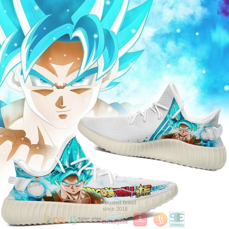 BEST Goku SSJ Blue Dragon Ball Yeezy Shoes Sneaker 5 Goku SSJ Blue Dragon Ball Anime Yeezy Shoes 1 2 3 4