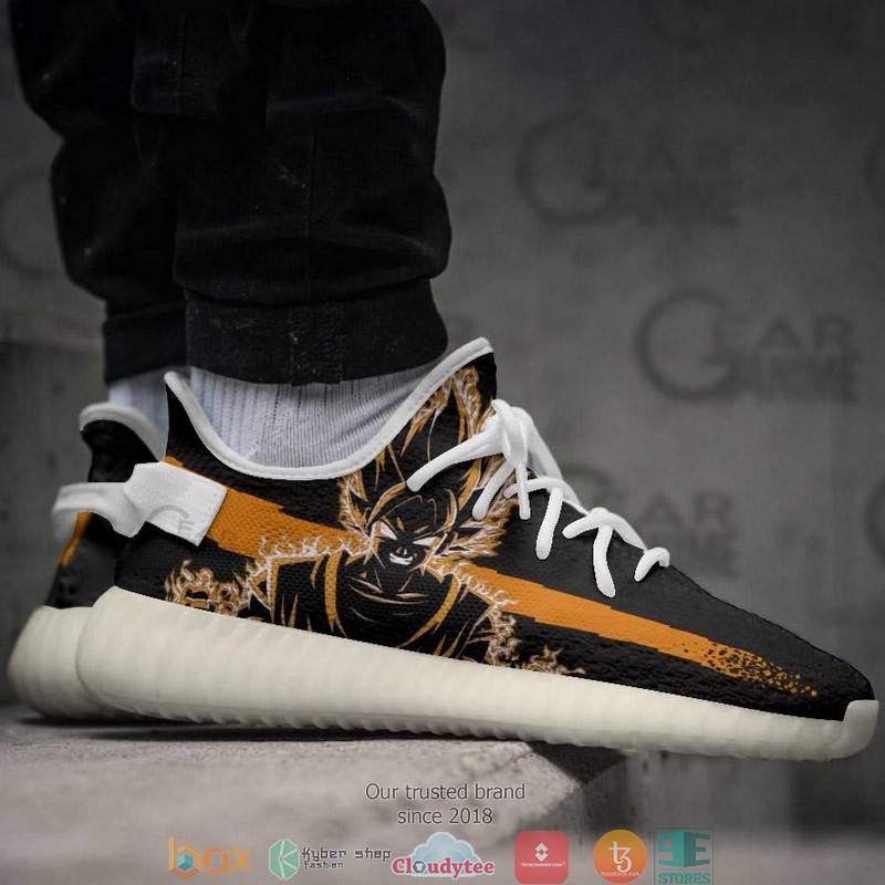 Goku SSJ Sihouette Dragon Ball Anime Yeezy Sneaker Shoes 4 Goku SSJ Sihouette Dragon Ball Anime Yeezy Sneaker Shoes 1 2 3