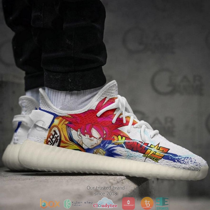 Goku Saiyan God Dragon Ball Anime Yeezy Sneaker Shoes 4 Goku Saiyan God Dragon Ball Anime Yeezy Sneaker Shoes 1 2 3