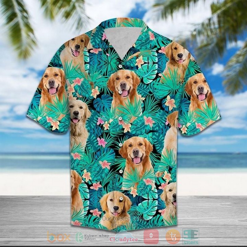 Golden Retriever Dog Funny Hawaiian Shirt