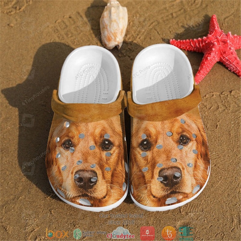 Golden Retriever face Crocband Clogs