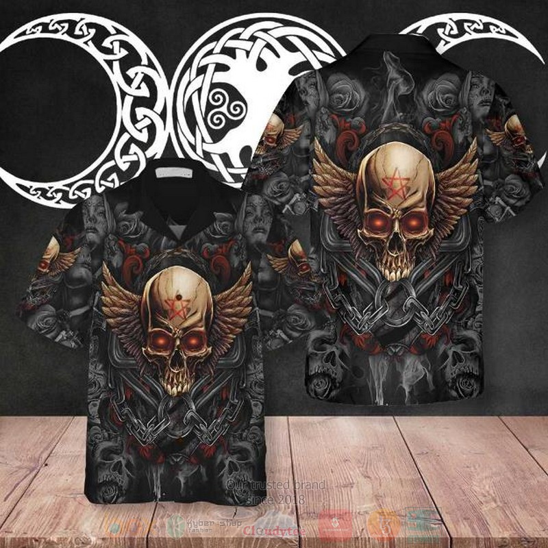 BEST Gothic Skull Black 3D Aloha Shirt 4 BEST Gothic Skull Black 3D Aloha Shirt word1