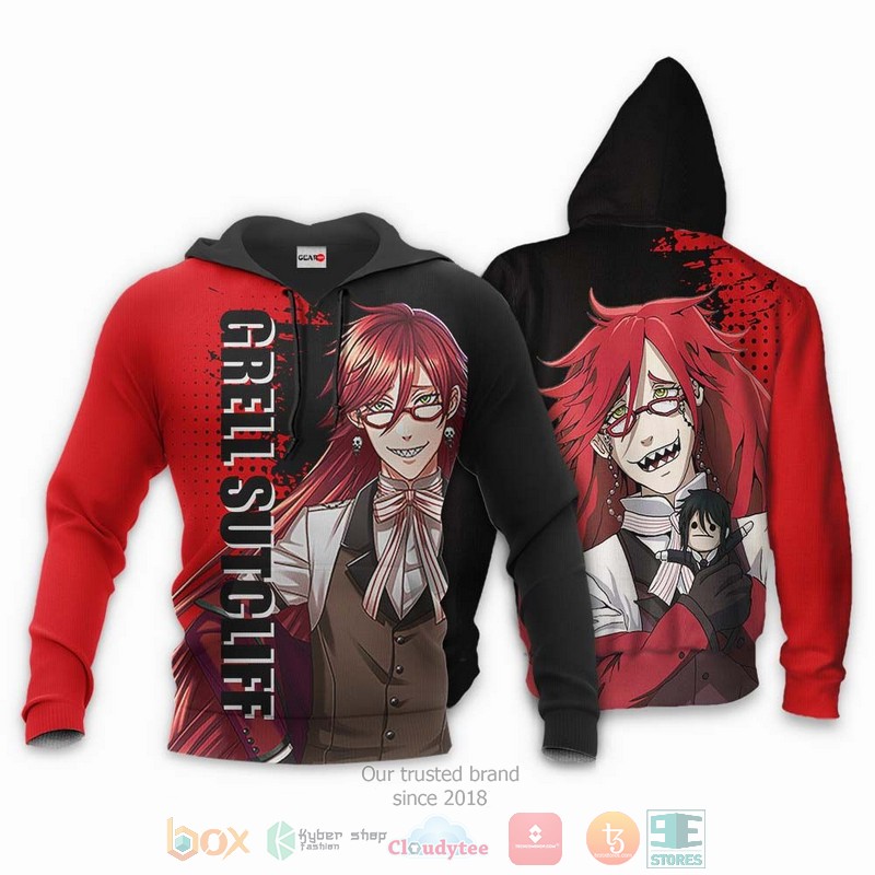 NEW Grell Sutcliff Black Butler Anime Full Printed 3D Sweater, Hoodie 3 Grell Sutcliff Black Butler Anime 3D Hoodie Bomber Jacket 1 2