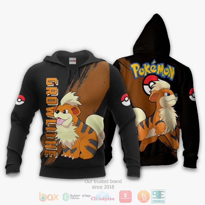 NEW Growlithe Pokemon Anime Dark Style Full Printed 3D Sweater, Hoodie 3 Growlithe Pokemon Anime Dark Style 3D Hoodie Bomber Jacket 1 2