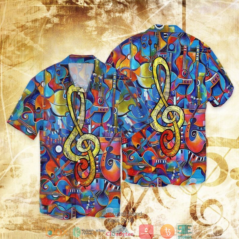 Guitar Colorl Short Sleeve Hawaiian Shirt 3 Guitar Colorl Short Sleeve Hawaiian Shirt