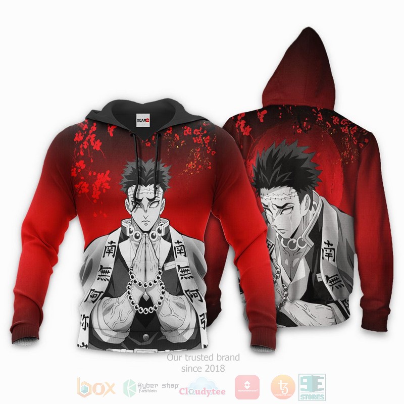 BEST Anime Gyomei Himejima Custom Kimetsu Red All Over Print Hoodie-Bomber Jacket 3 Gyomei Himejima Custom Kimetsu Anime Red 3D Hoodie Bomber Jacket 1 2