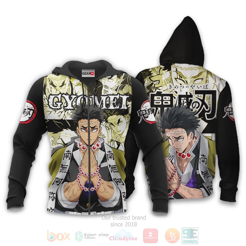 Gyomei Himejima Custom Kimetsu Anime Yellow Black 3D Hoodie Bomber Jacket