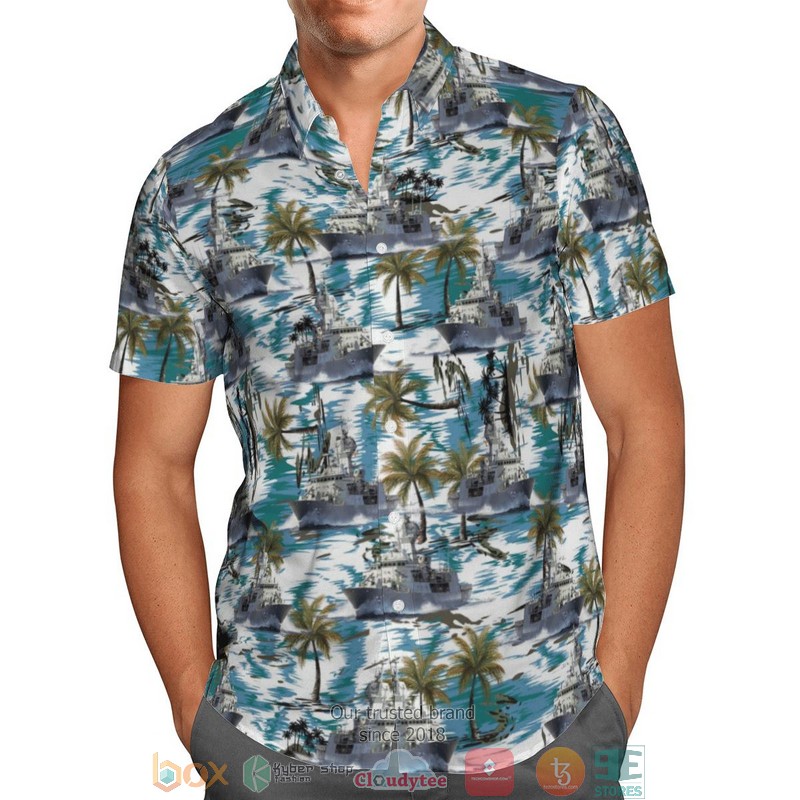 HMAS Anzac FFH 150 Royal Australian Navy Hawaiian Shirt 2 HMAS Anzac FFH 150 Royal Australian Navy Hawaiian Shirt 1
