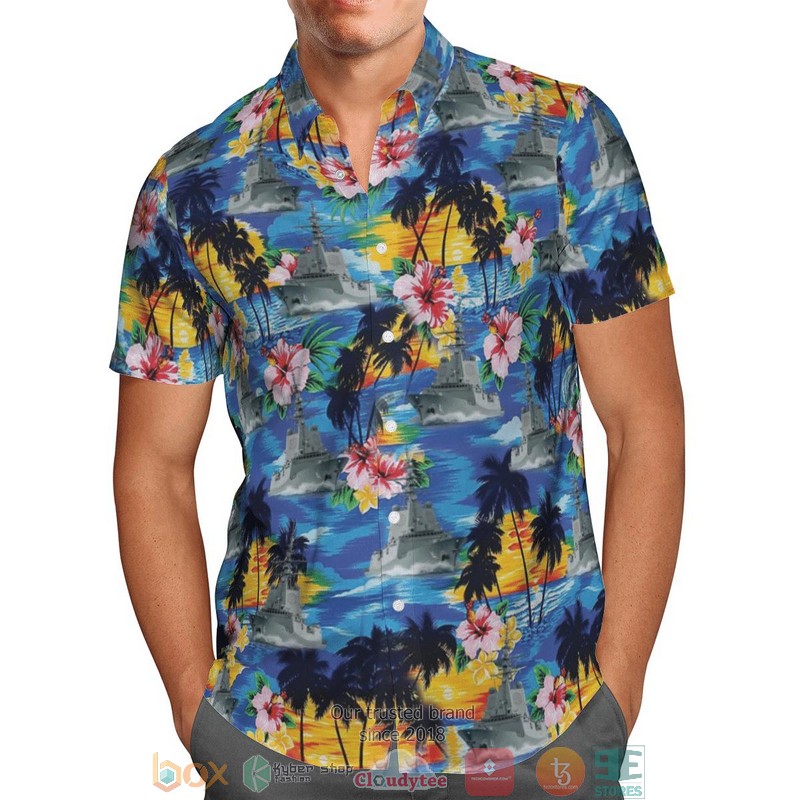 HMAS Brisbane DDG 41 Royal Australian Navy Hawaiian Shirt 2 HMAS Brisbane DDG 41 Royal Australian Navy Hawaiian Shirt 1
