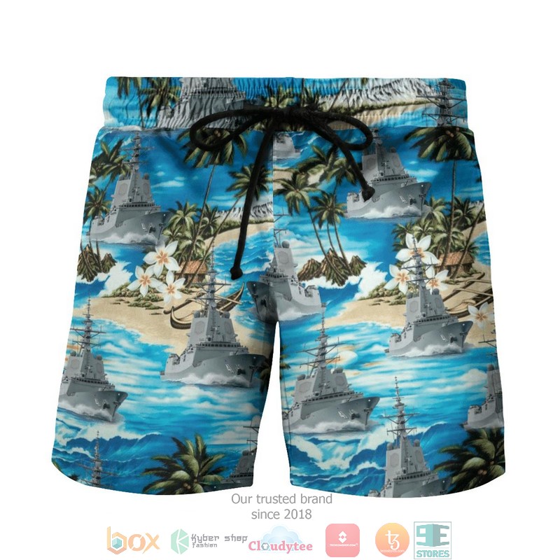 HMAS Brisbane DDG 41 Royal Australian Navy Hawaiian Shirt Short 1 2 3