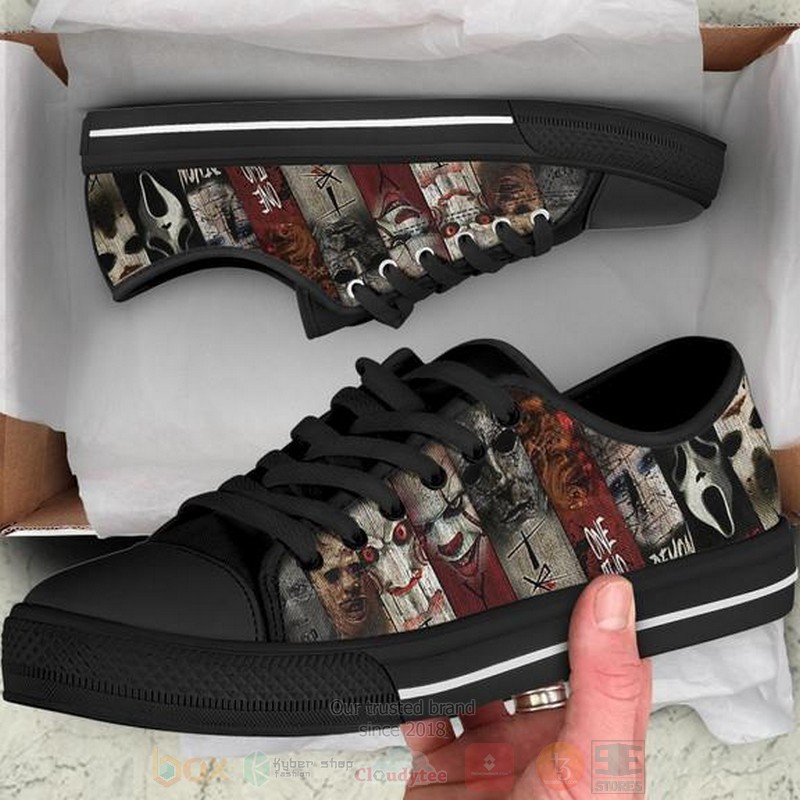 BEST Halloween Horror Movies Canvas Low Top Sneakers word1