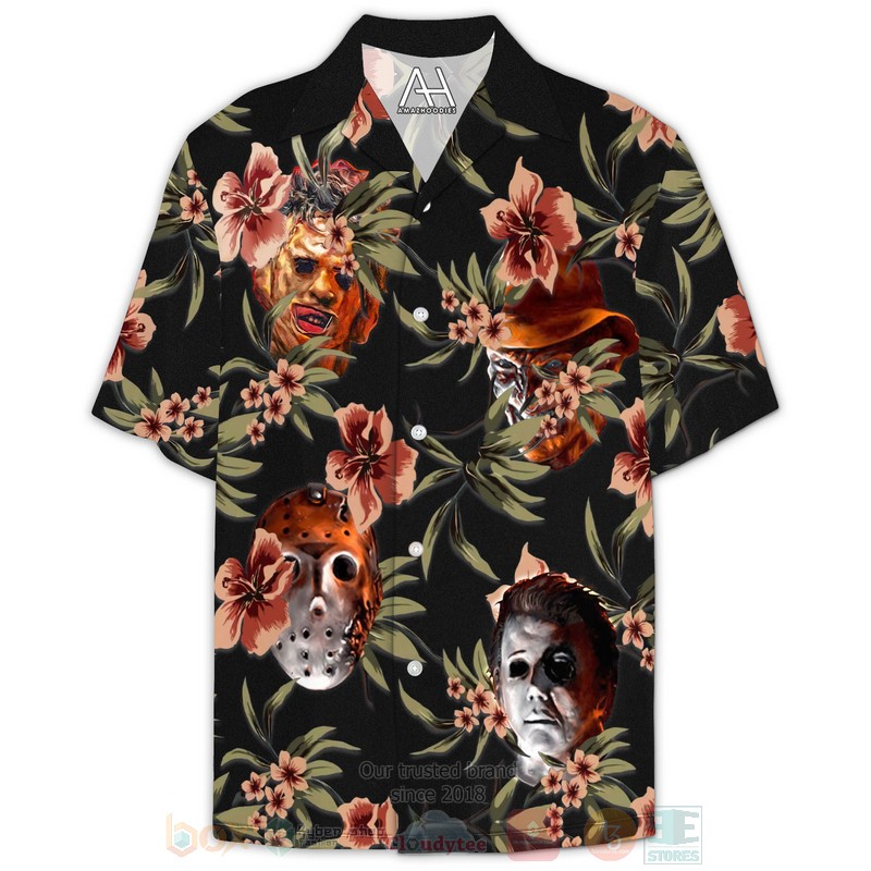 Halloween Horror Villians Black Hawaiian Shirt