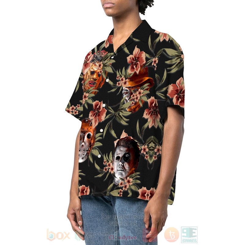 BEST Halloween Horror Villians Black 3D Aloha Shirt 2 Halloween Horror Villians Black Hawaiian Shirt 1
