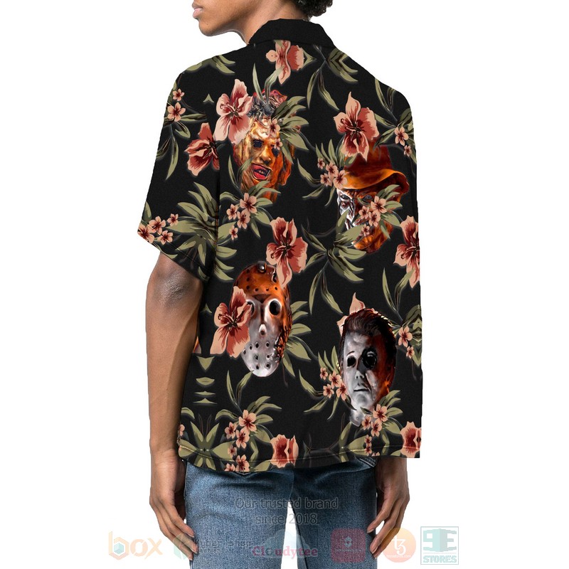 BEST Halloween Horror Villians Black 3D Aloha Shirt 3 Halloween Horror Villians Black Hawaiian Shirt 1 2