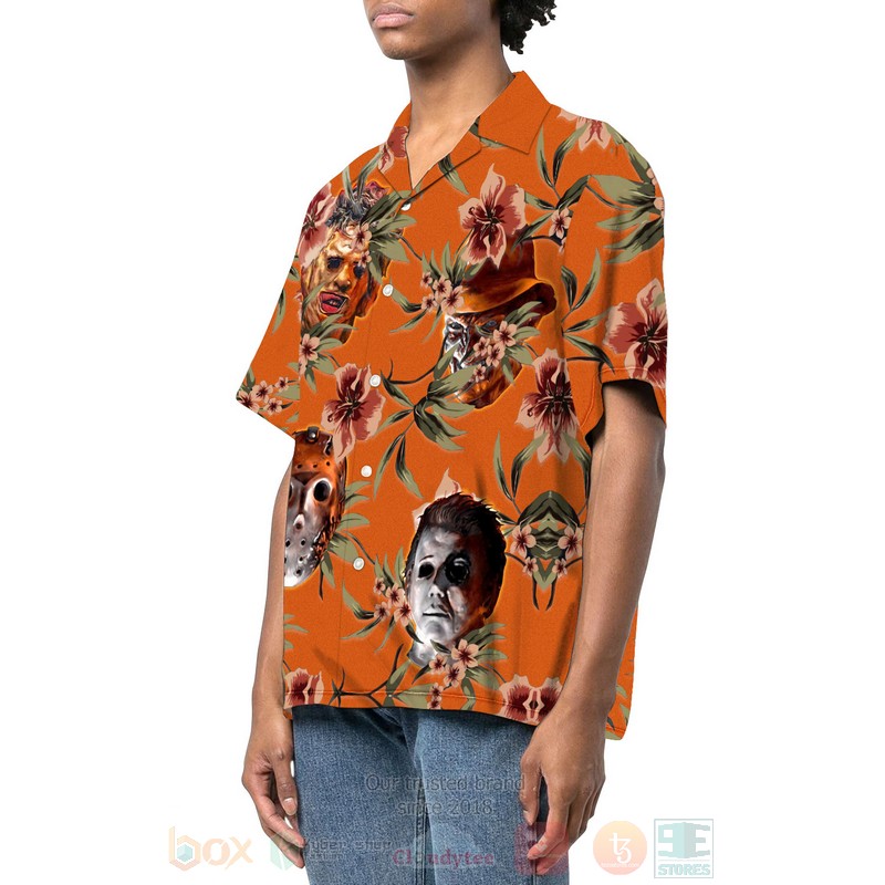 BEST Halloween Horror Villians Orange 3D Aloha Shirt 2 Halloween Horror Villians Orange Hawaiian Shirt 1