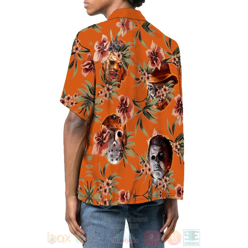 BEST Halloween Horror Villians Orange 3D Aloha Shirt 3 Halloween Horror Villians Orange Hawaiian Shirt 1 2