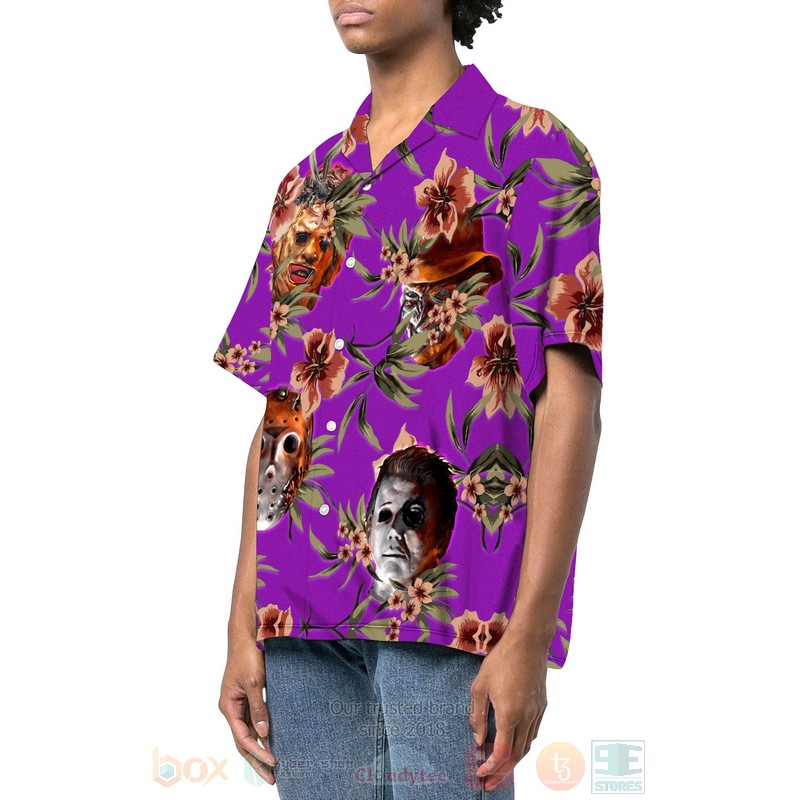 BEST Halloween Horror Villians Purple 3D Aloha Shirt 2 Halloween Horror Villians Purple Hawaiian Shirt 1