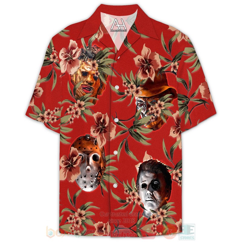 Halloween Horror Villians Red Hawaiian Shirt