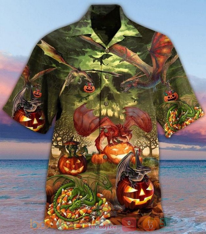Halloween Pumpkin And Dragon Hawaiian Shirt