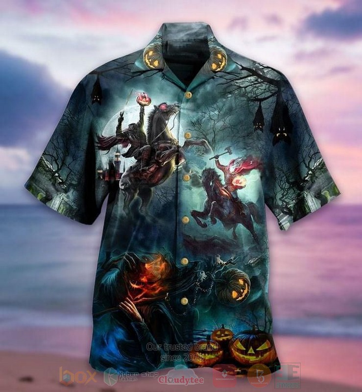 Halloween Pumpkin And Warrior Short Sleeve Hawaiian Shirt