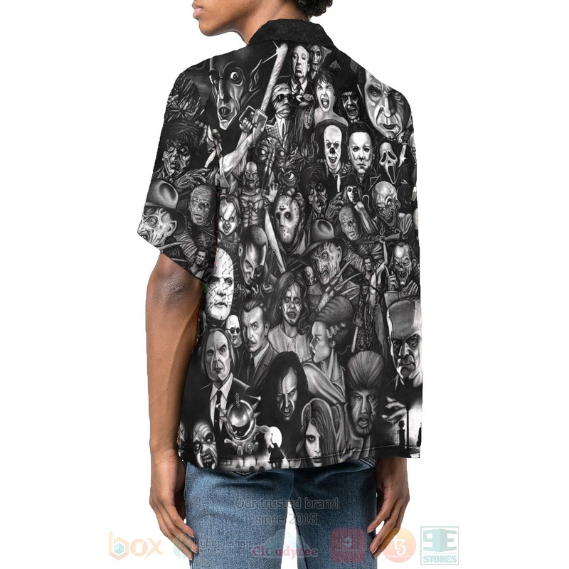 BEST Halloween Villains Black 3D Aloha Shirt 3 Halloween Villains Black Hawaiian Shirt 1 2