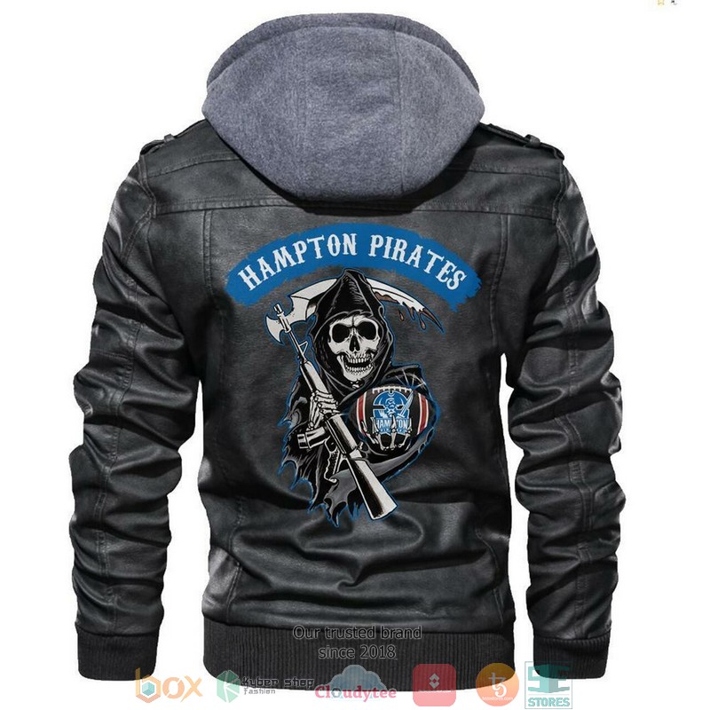 Hampton Pirates NCAA Football Black Leather Jacket
