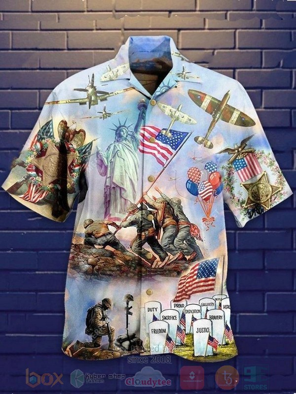 BEST Happy Independence Day Veteran All Over Print Tropical Shirt 3 Happy Independence Day Veteran Short Sleeve Hawaiian Shirt