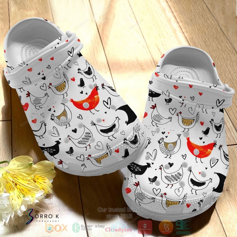NEW Happy Whitesole Chicken White crocs crocband shoes word2
