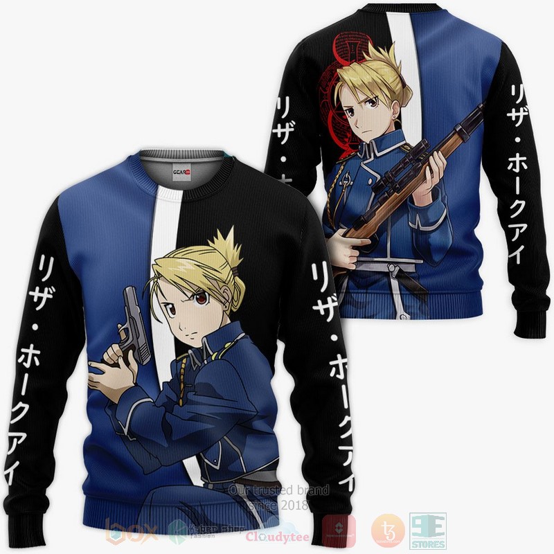 BEST Anime Hawkeye Riza Custom Fullmetal Alchemist All Over Print Hoodie-Bomber Jacket 2 Hawkeye Riza Custom Fullmetal Alchemist Anime 3D Hoodie Bomber Jacket 1