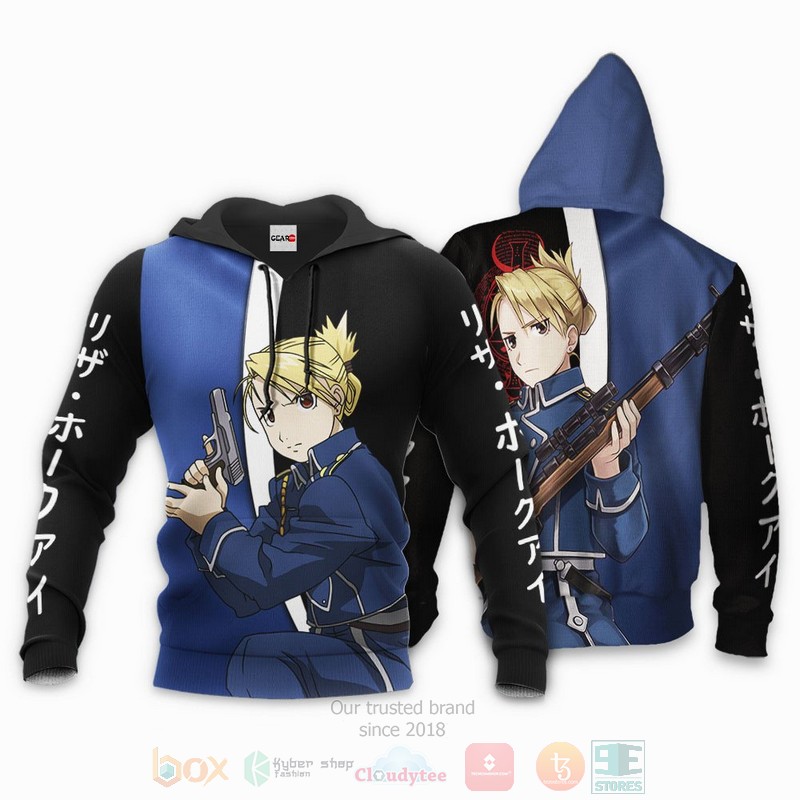 BEST Anime Hawkeye Riza Custom Fullmetal Alchemist All Over Print Hoodie-Bomber Jacket 3 Hawkeye Riza Custom Fullmetal Alchemist Anime 3D Hoodie Bomber Jacket 1 2