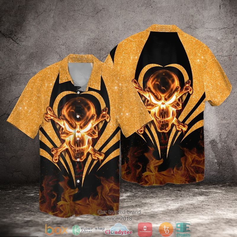 Hell Fire Skull Short Sleeve Hawaiian Shirt 1 Hell Fire Skull Short Sleeve Hawaiian Shirt