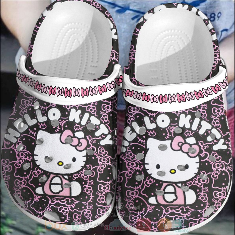 BEST Hello Kitty Black-Pink Crocs Crocband Shoes 2 Hello Kitty Black Pink Crocband Crocs Clog Shoes
