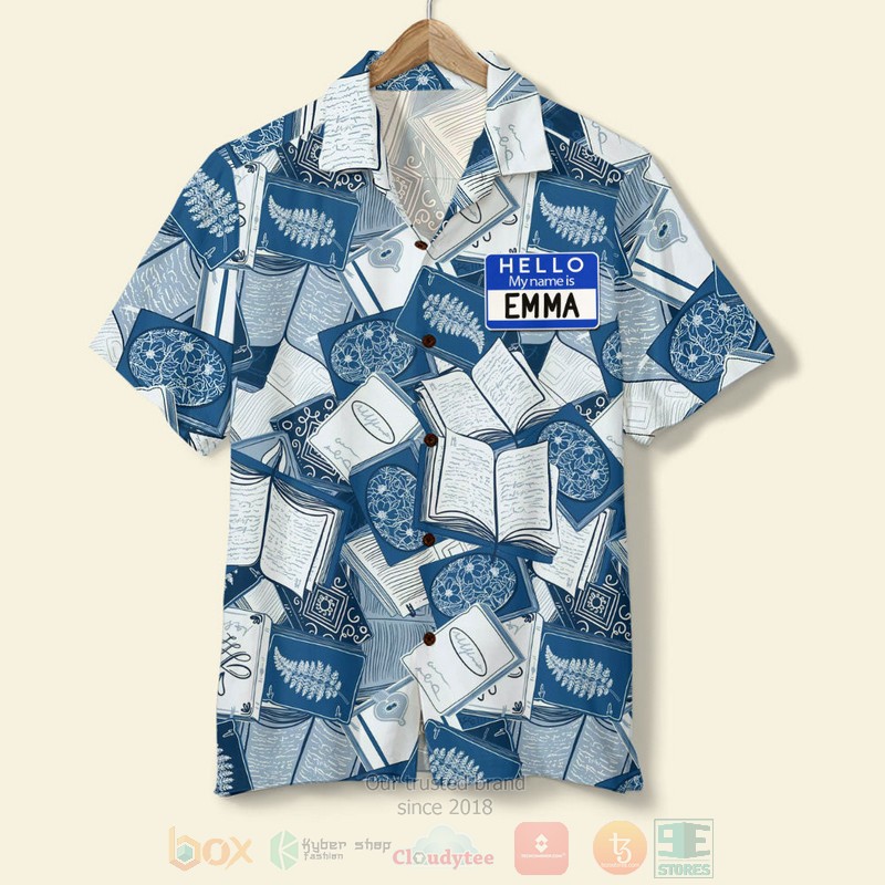 BEST Hello My Name Is-Blue Books Pattern Custom Name 3D Aloha Shirt word1