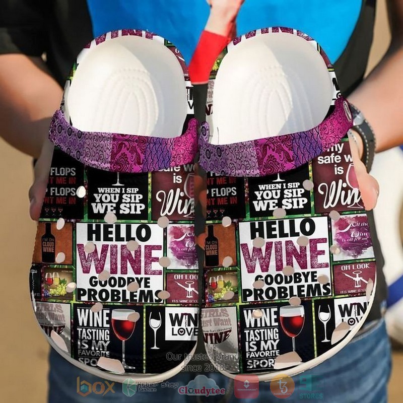 NEW Hello Wine Goodbye Problems crocs crocband shoes word2