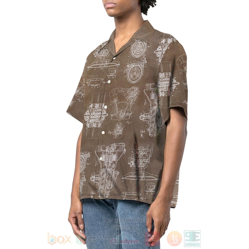 BEST Henry Ford Engine Patent Brown 3D Aloha Shirt 1 Henry Ford Engine Patent Brown Hawaiian Shirt